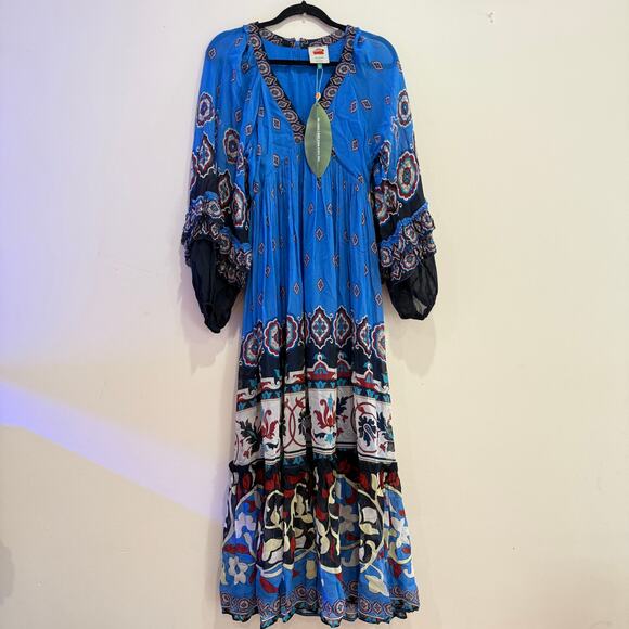 New NWT Farm Rio Ainka Tiles Plunging Neck Dress Maxi Dress Size S - Picture 5 of 10